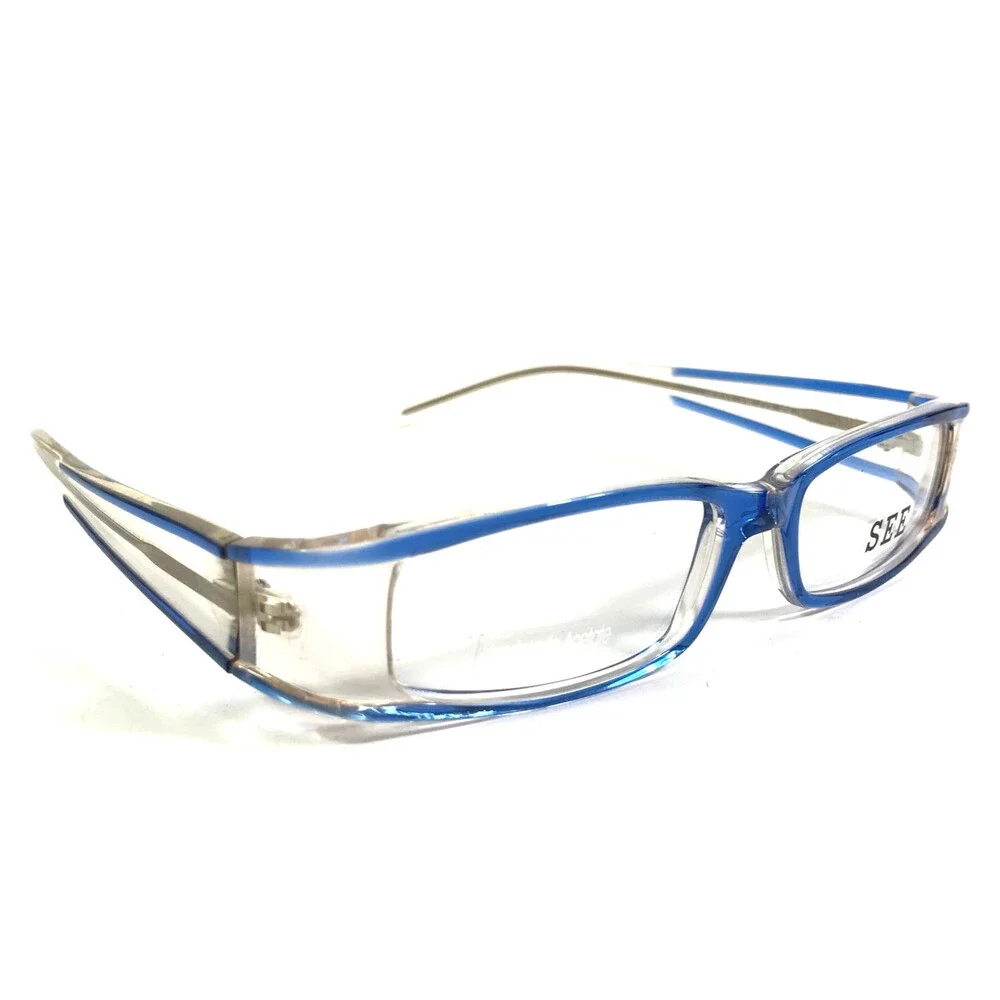 Vintage SEE Eyeglasses Frames 2608 COL. 104 Blue Clear Striped 56-13-135